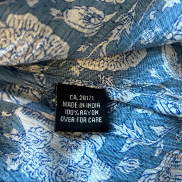 Papá Vancouver | Tiered Blue Floral Maxi Dress w/tie & tassels Size L Cottage - Picture 4 of 14